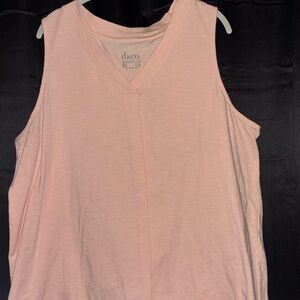 D&Co Denim & Company Essentials 2X Blush Pink Sleeveless V-Neck Top